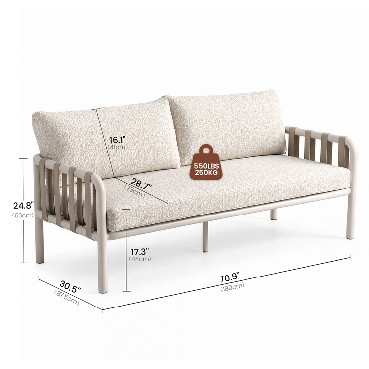 70.9" Outdoor Bold Tube Webbing Loveseat for Garden, Balcony & Yard