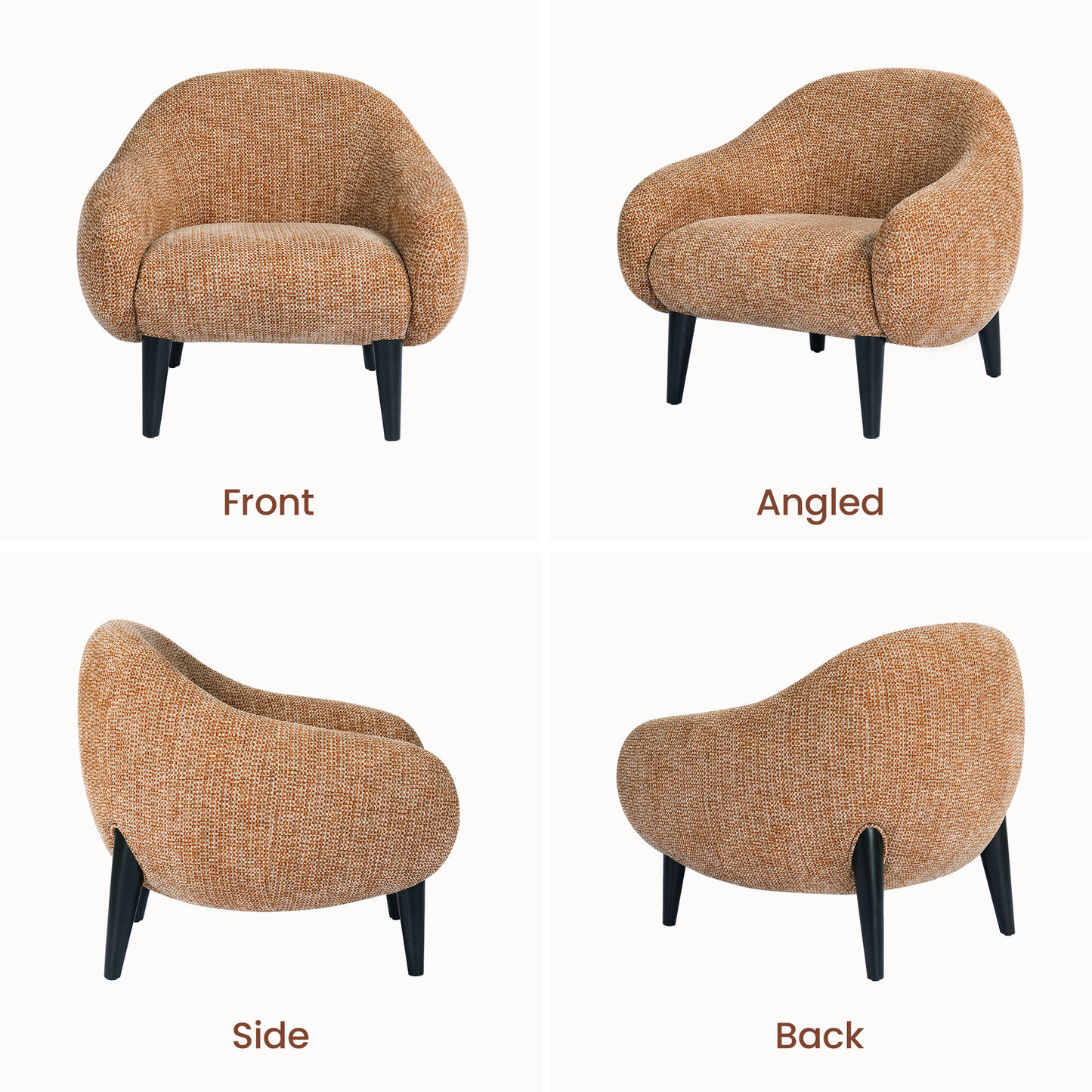 [Pre-Sale] Brown Upholstered Barrel Accent Chair with Wraparound Arms