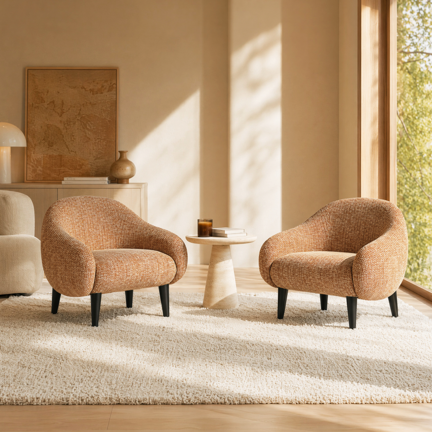 [Pre-Sale] Brown Upholstered Barrel Accent Chair with Wraparound Arms