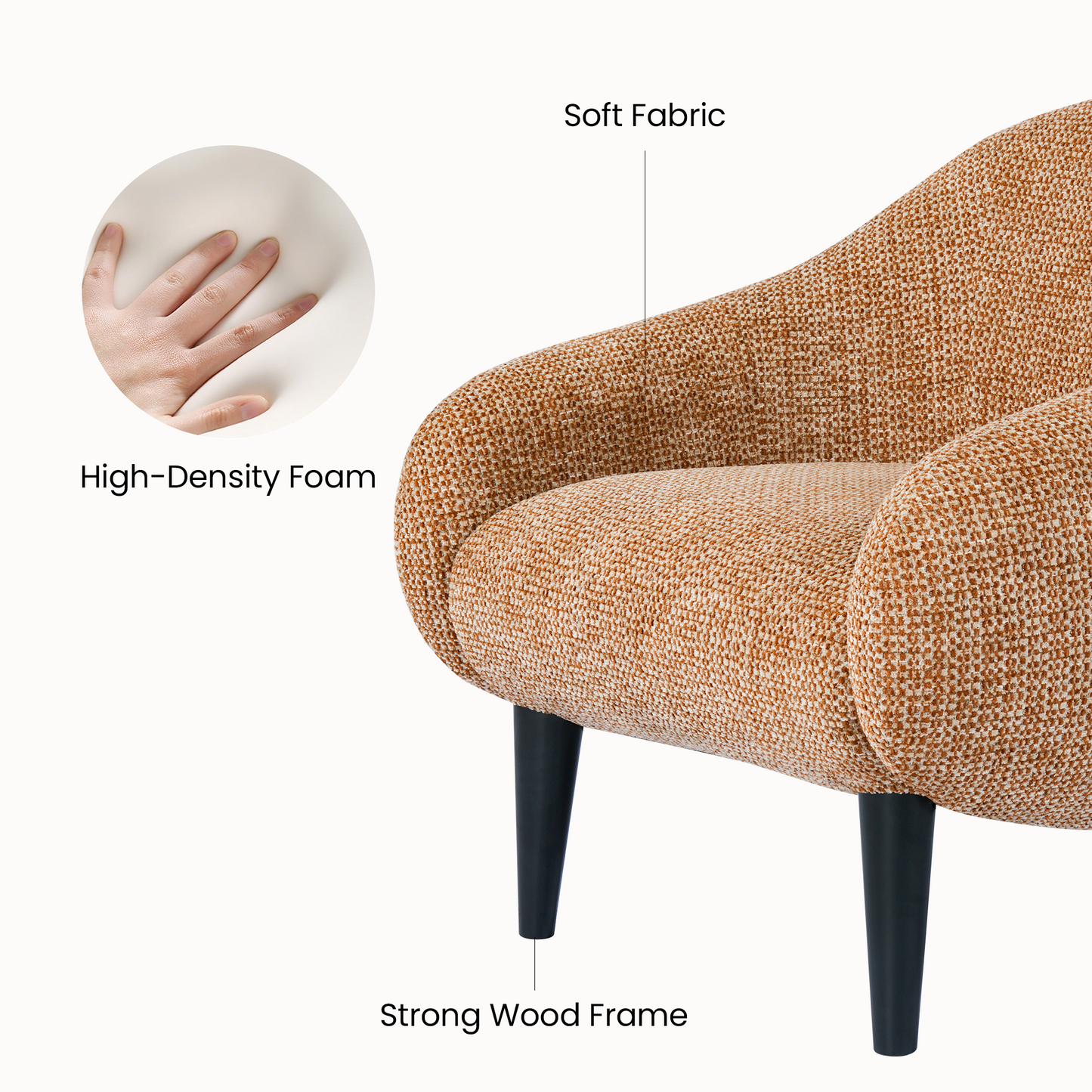 [Pre-Sale] Brown Upholstered Barrel Accent Chair with Wraparound Arms