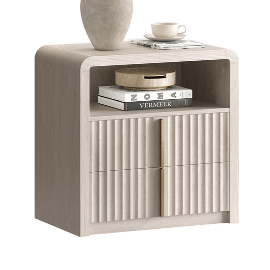 [Pre-Sale] Caly 23.6" White Alder Finish Fluted Curve Nightstand 1Pc