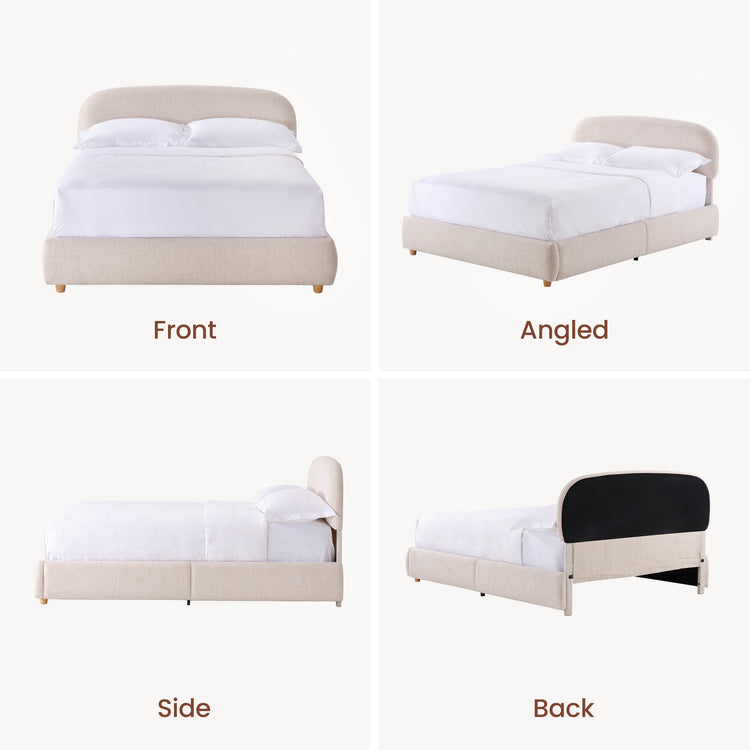 Elara King Lift-Up Storage Bed Frame with Adjustable Headboard, Beige
