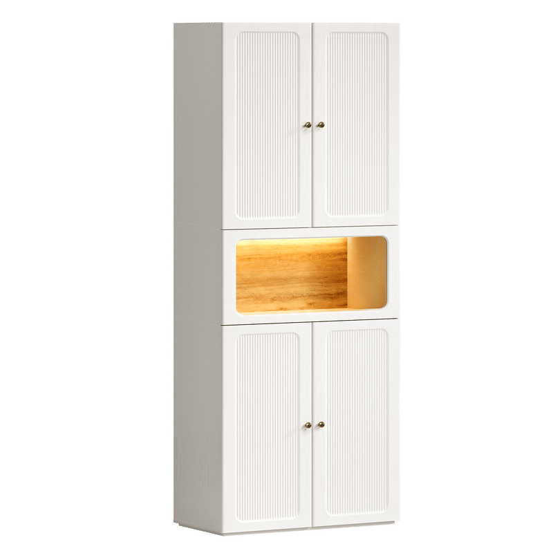 FlexMod 78.1" Modular Tall Storage Cabinet with Scalloped Doors, Drawers & Open Nook
