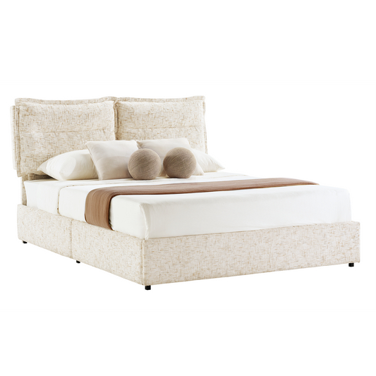 【Sale】 Freya Queen Upholstered Storage Bed Frame with 4 Drawers, Sandstone Beige