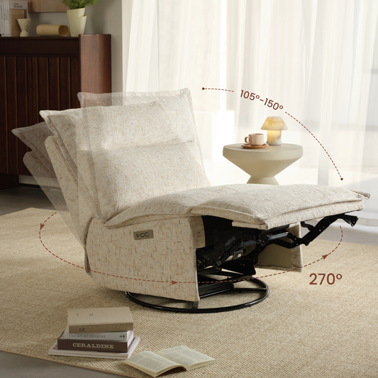 29" Armless Power Recliner Sofa - Freya Swivel Seating, Sandstone Beige
