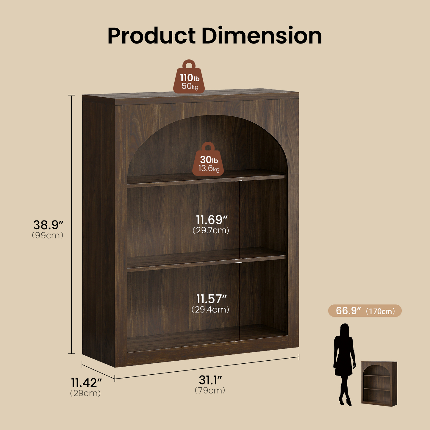 [Pre-sale] Harmo Block 3-Tier Modular Bookshelf, Walnut Wood