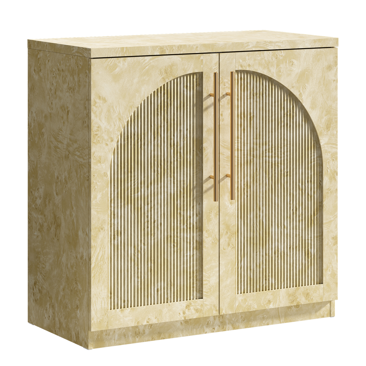 [Pre-sale] Harmo Block 31" Arched Fluted Accent Cabinet Storage Cabinet, Burl Wood