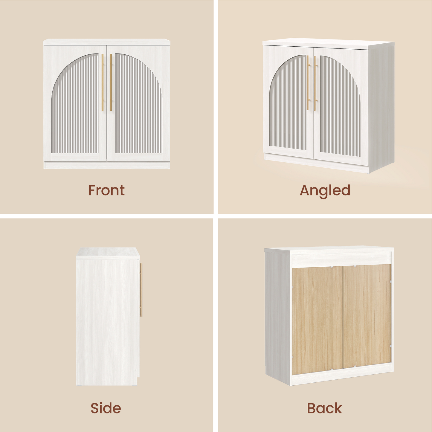 [Pre-sale]Harmo Block 31" Arched Fluted Accent Cabinet Storage Cabinet, White