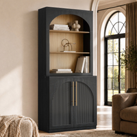 [Pre-Sale] Harmo Block 70" Arched Bookcase with Doors,  Hall Tree & Entryway Cabinet