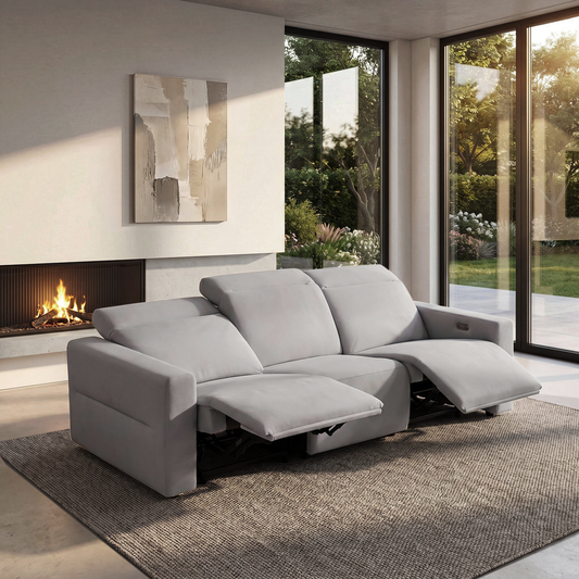 Both outer seating positions have padded footrests extended forward