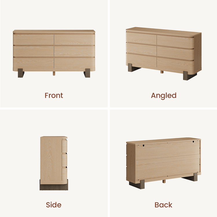 [Pre-Sale] 55.9 Inch 6 Drawer Dresser for Bedroom Chest of Drawers with Handleless Smooth Glide Drawers Natural Oak