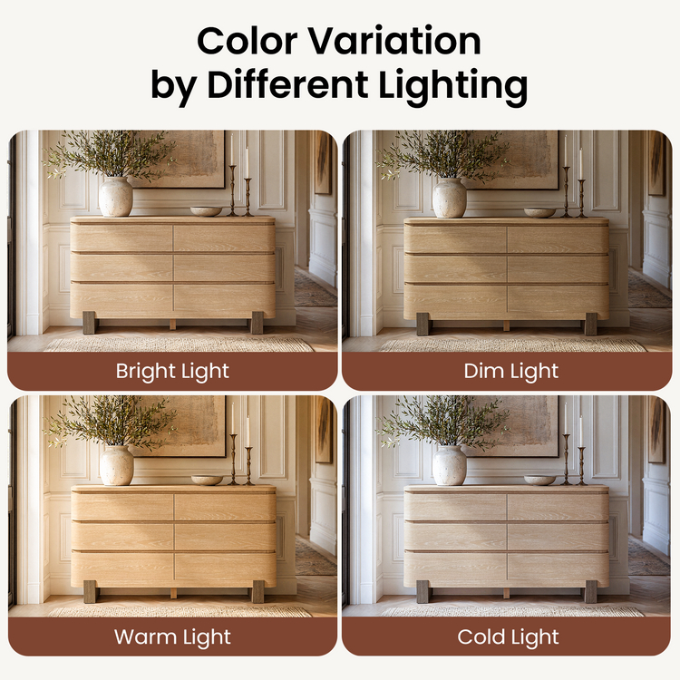 [Pre-Sale] 55.9 Inch 6 Drawer Dresser for Bedroom Chest of Drawers with Handleless Smooth Glide Drawers Natural Oak