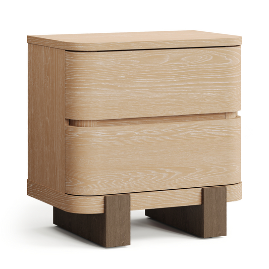 [Pre-Sale] Nightstand with 2 Drawers 23.6" Large Bedside Table with Curved Front Handle-Free Storage