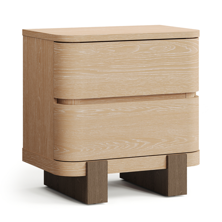 [Pre-sale] Nightstand with 2 Drawers 23.6" Large Bedside Table with Curved Front Handle-Free Storage