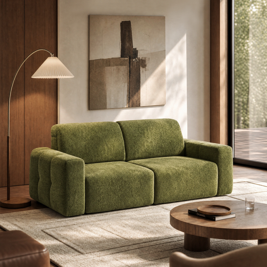 84" Green Chenille Loveseat Power Recliner Sofa Bed with Adjustable Headrest