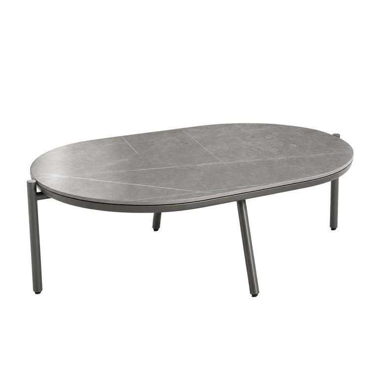 53" Outdoor Round Tube Sintered Stone Oval Coffee Table