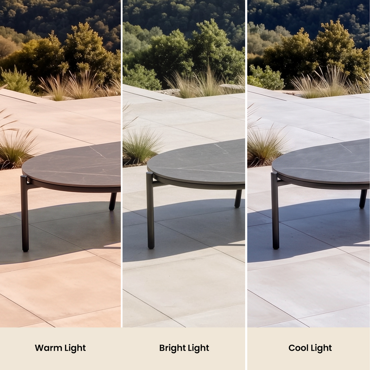 53" Outdoor Round Tube Sintered Stone Oval Coffee Table