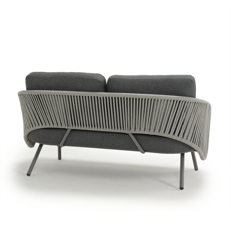 59.6" Outdoor Round Tube Woven Rope Loveseat Sofa