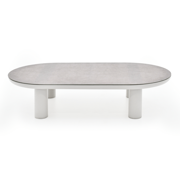 51" Outdoor Round Tube Coffee Table with Sintered Stone Top