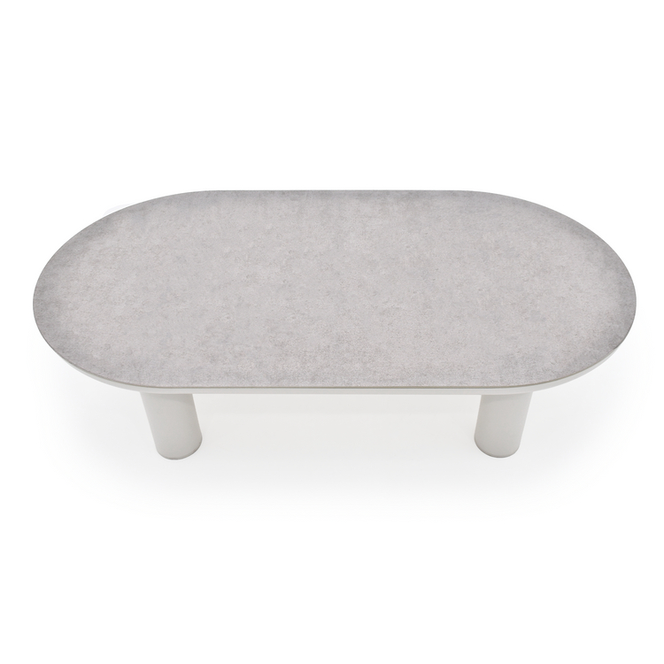 51" Outdoor Round Tube Coffee Table with Sintered Stone Top