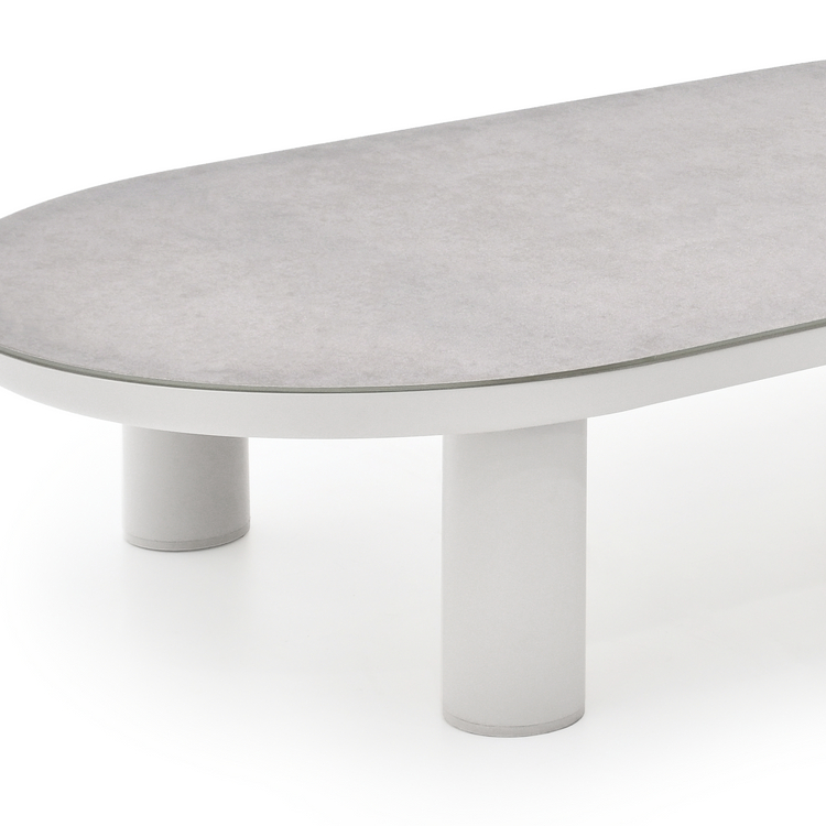 51" Outdoor Round Tube Coffee Table with Sintered Stone Top