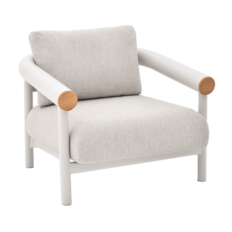 1pc Round Tube 33.8" Outdoor Lounge Chair, Performance Fabric Foam Cushions