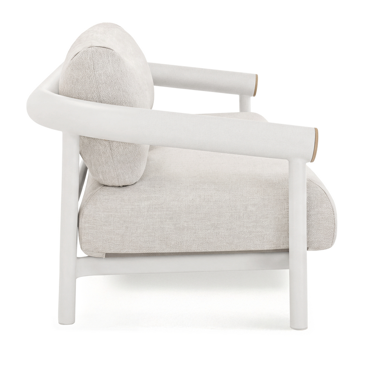 1pc Round Tube 33.8" Outdoor Lounge Chair, Performance Fabric Foam Cushions