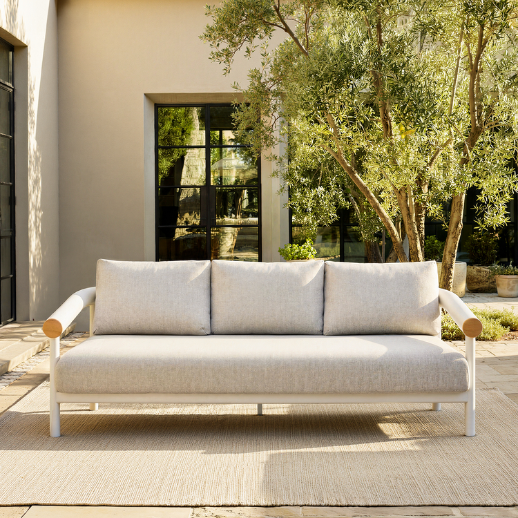 Round Tube 84.7" Outdoor 3-Seater Sofa, Performance Fabric Foam Cushions