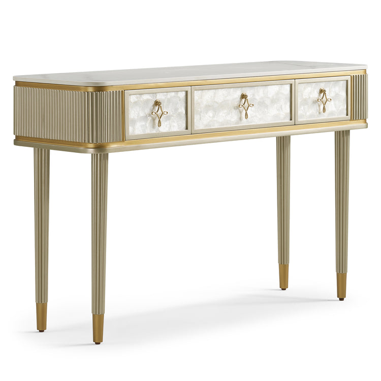 47" Shell & Pearl Inlay 3-Drawer Console Table