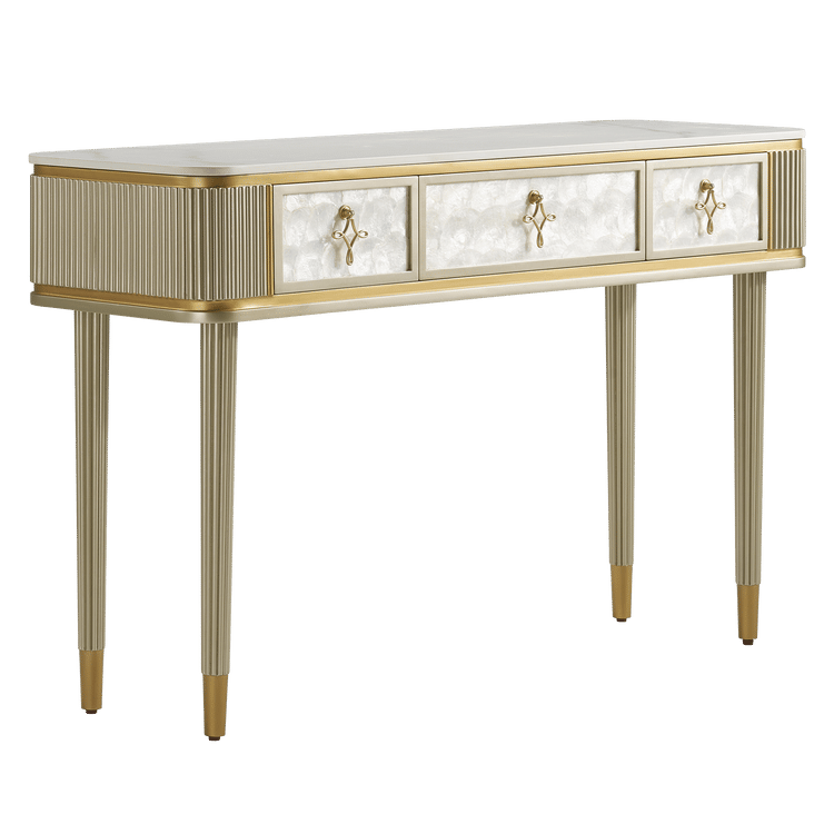 47" Shell & Pearl Inlay 3-Drawer Console Table
