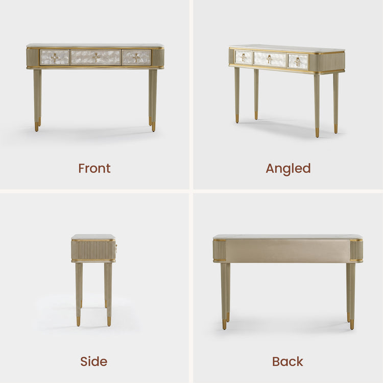 47" Shell & Pearl Inlay 3-Drawer Console Table