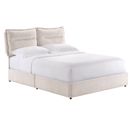 Tareya Queen Upholstered Bed Frame with 4 Storage Drawers, Beige