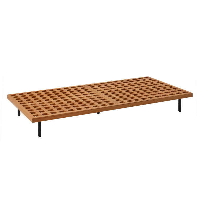 63" Outdoor Natural Solid Teak Lattice Rectangular Coffee Center Table
