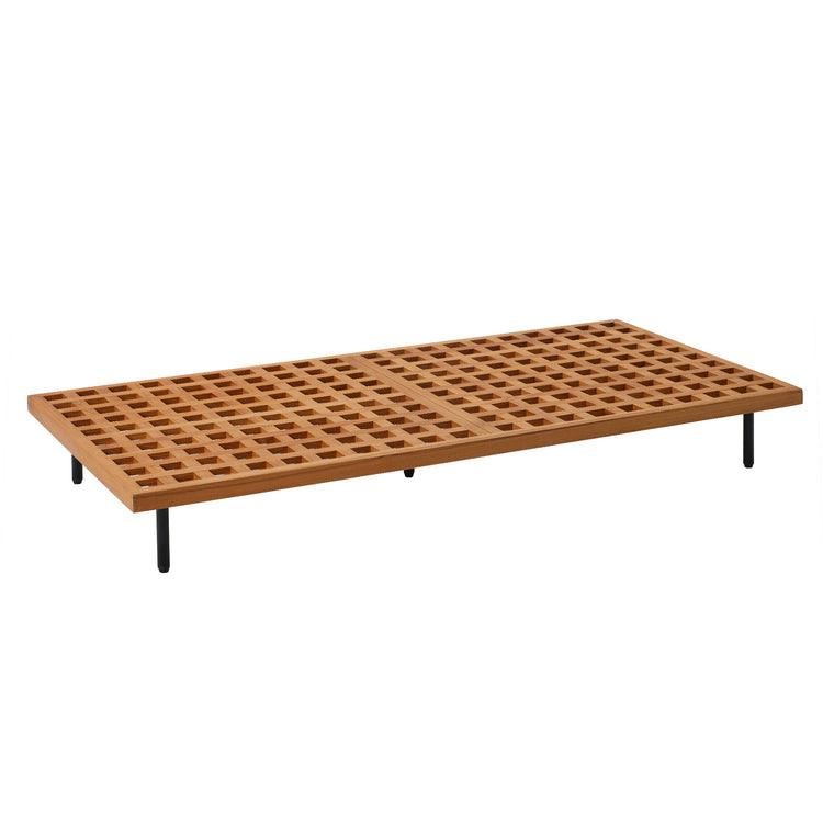 63" Outdoor Natural Solid Teak Lattice Rectangular Coffee Center Table