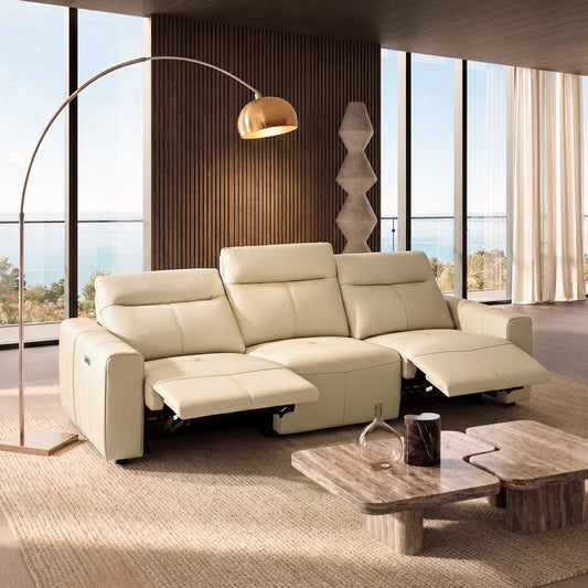 Two padded footrests extend from the front of the sofa