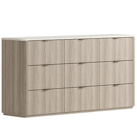 [Pre-Sale] Travertine Fluted 9-Drawer Dresser, Gray