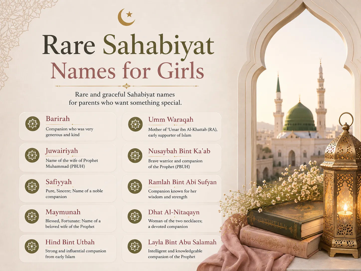 Sahabiyat names for girls in a clean Islamic layout