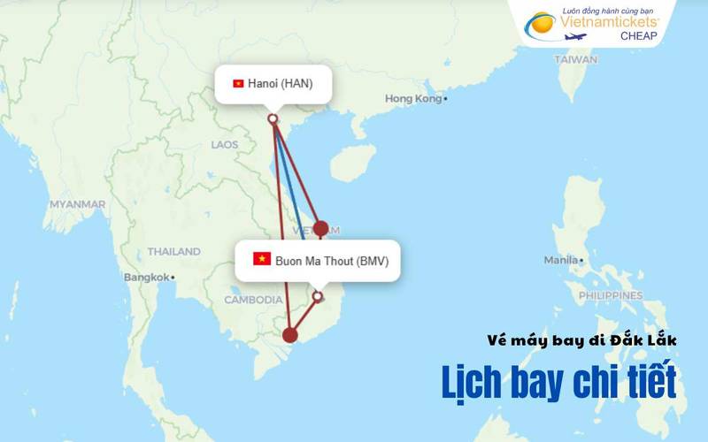 Lịch bay đi Đắk Lắk