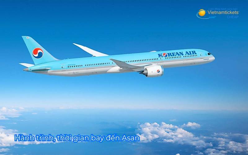Hành trình, thời gian bay đến Asan