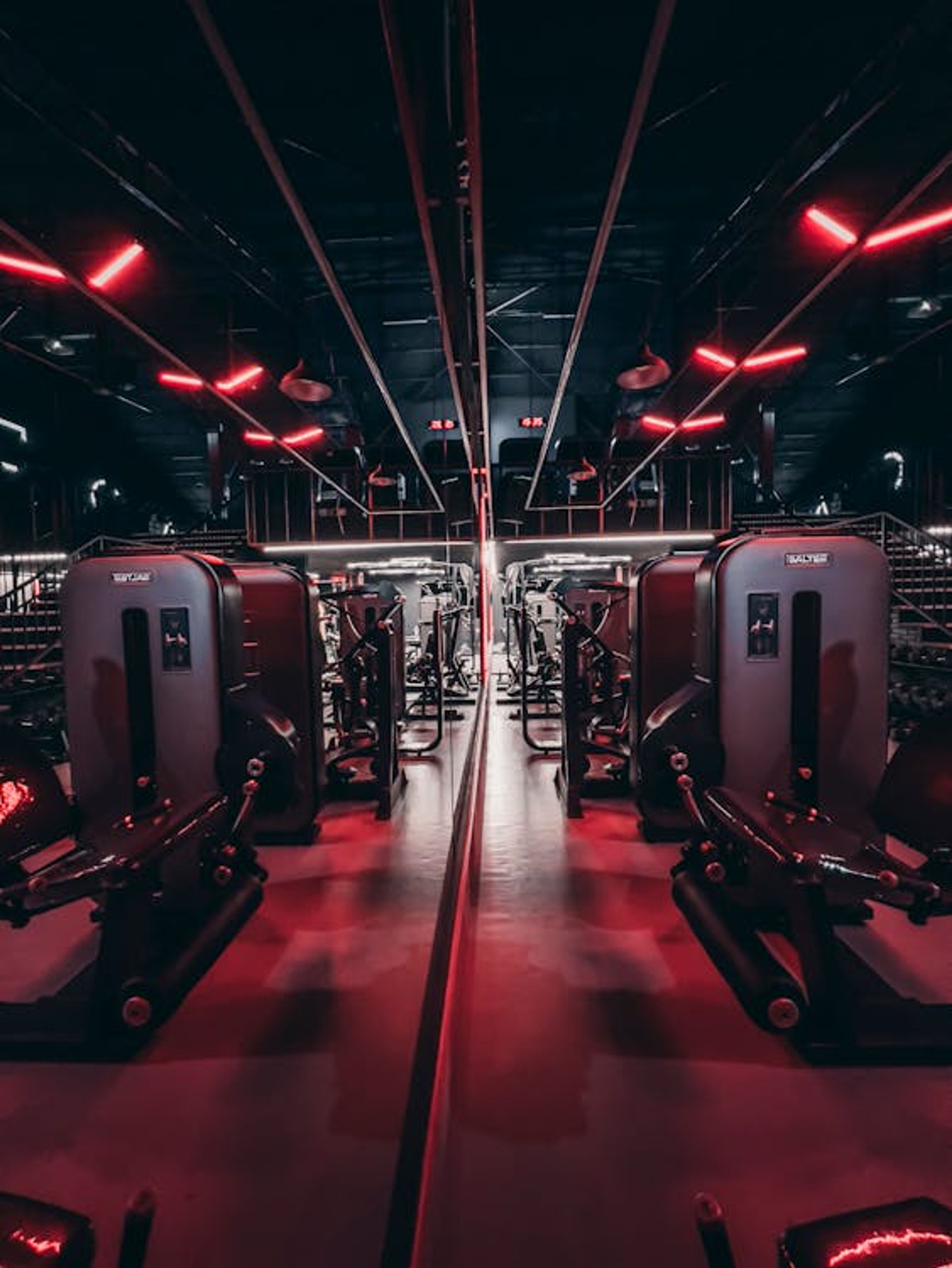 Modern gym with red neon lighting