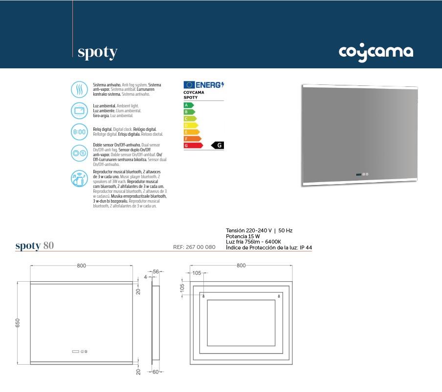 Oglinda baie 80xH.65 cm led bluetooth ceas digital dezaburire