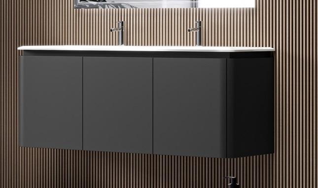 Mobilier baie suspendat Icona grafite lavoar compozit 140 cm 55231