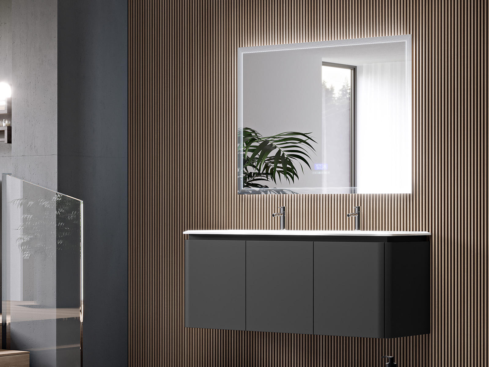 ベティ Mobilier baie suspendat Icona grafite lavoar compozit 140 cm 55231