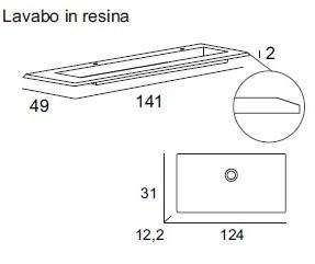 Mobilier baie suspendat Icona grafite lavoar compozit 140 cm 55231
