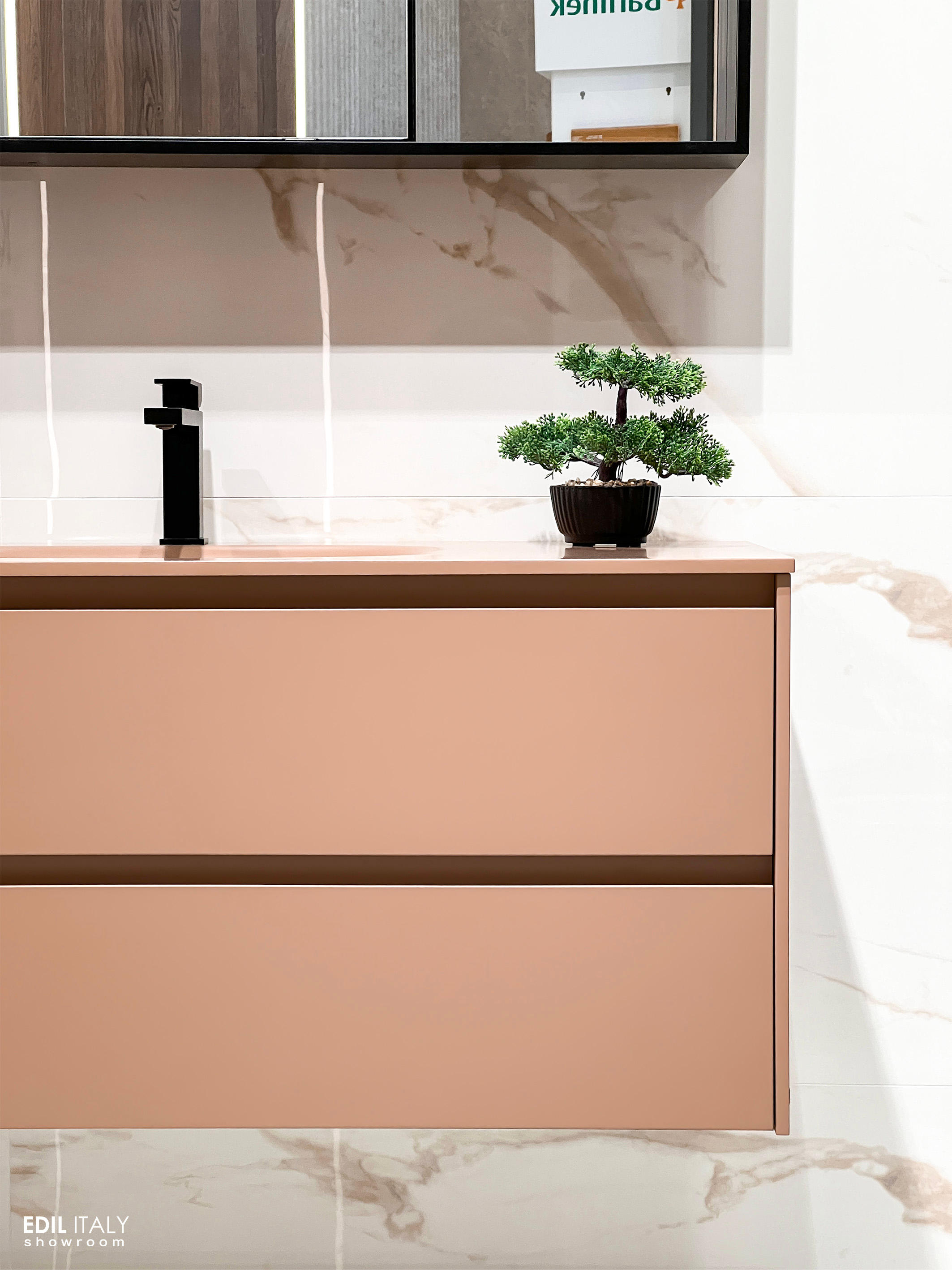 Compozitie mobilier baie suspendat Relax Cipria 3 sertare lavoar