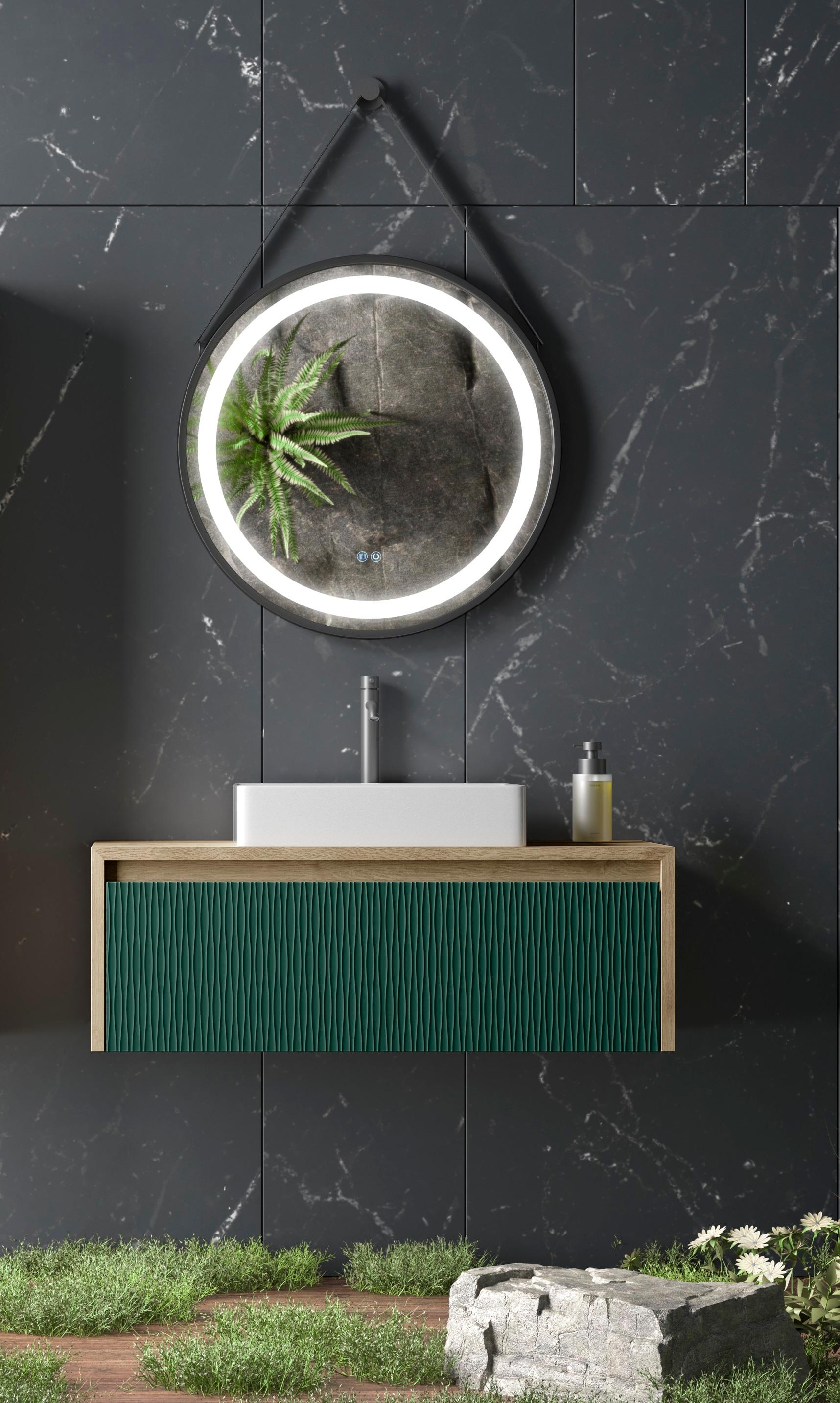 Mobilier baie Lambda Dune verde cu lavoar pe blat-Coycama