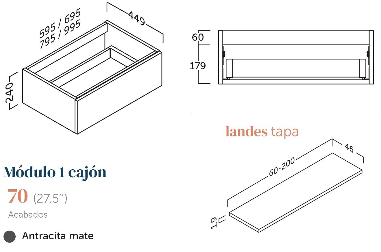 PLA'NBページ Baza mobilier baie suspendat Landes modern antracit 70 cm