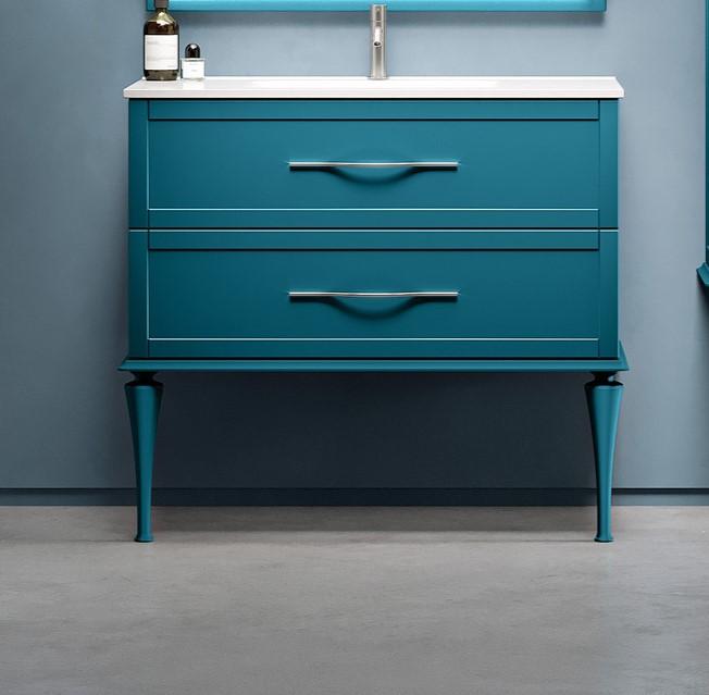 【blue moon】STANDARD TRADEキャビネット Mobilier baie Tiffany Petrol Blue cu lavoar ceramic 100x46xh55 cm