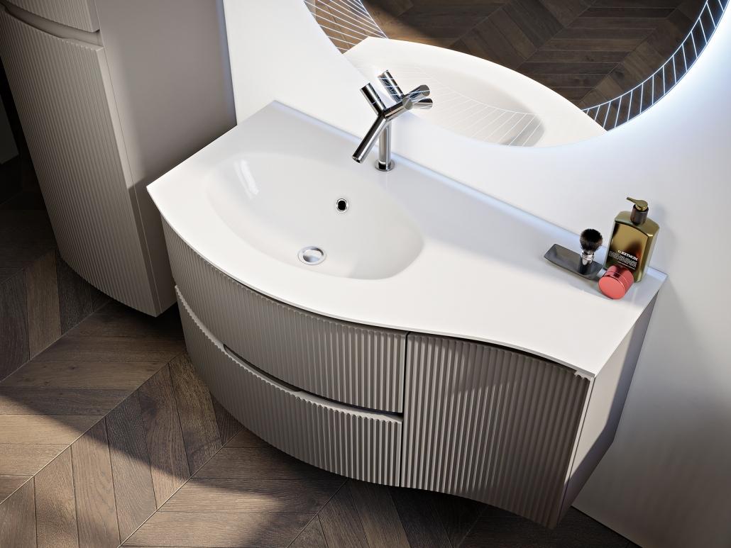 Mobilier baie Grigio Talpa suspendat 103 cm, h.55 cm | Edil Italy