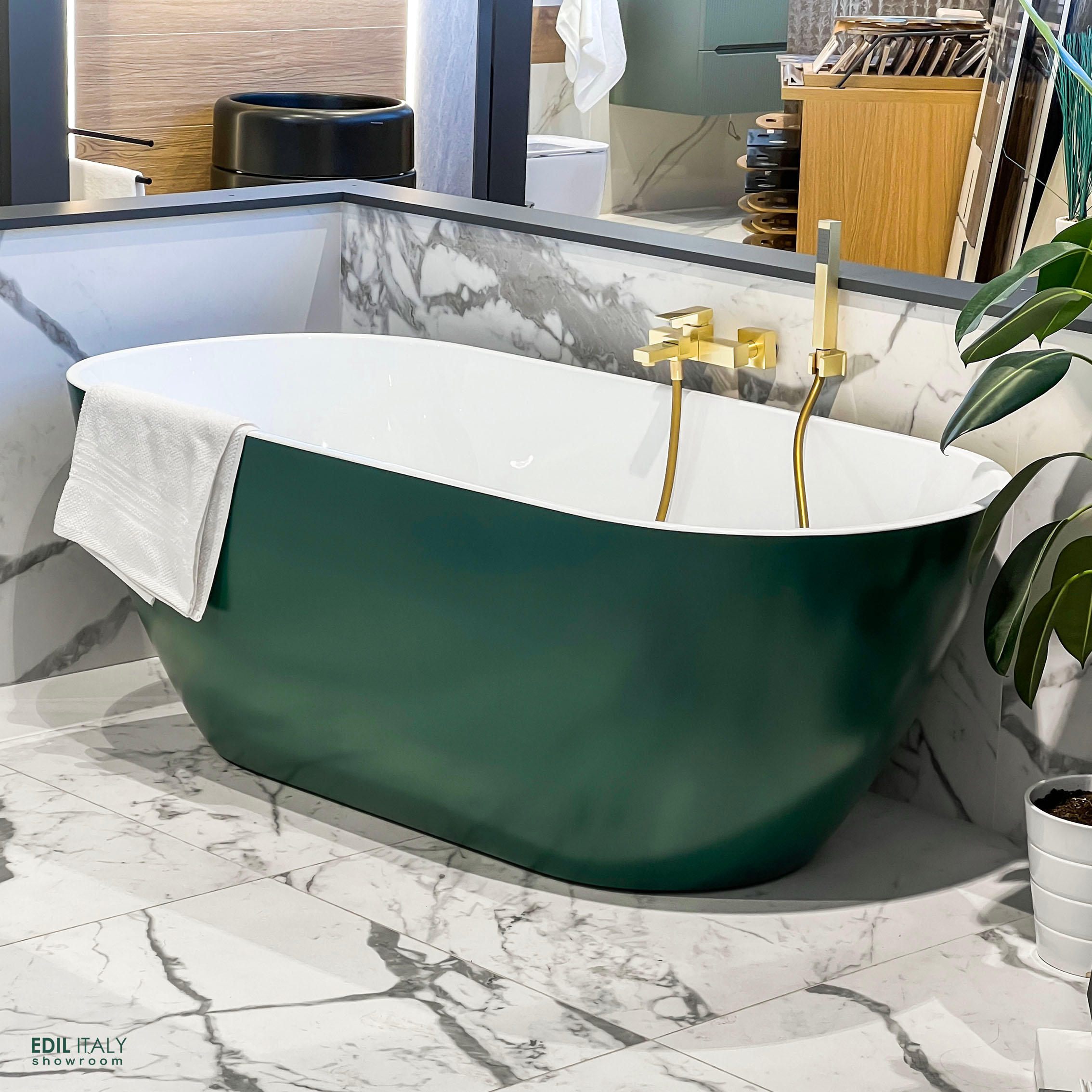 Cada Freestanding Sun -GSG interior alb,exterior verde 170x81xh61